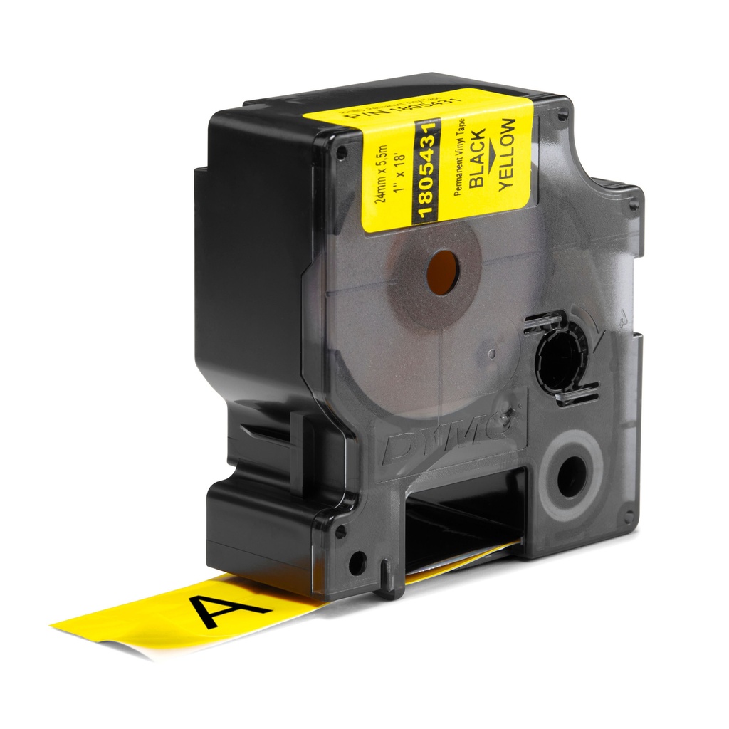 Labeltape Dymo Rhino industrieel vinyl 24mm zwart op geel — afbeelding 2