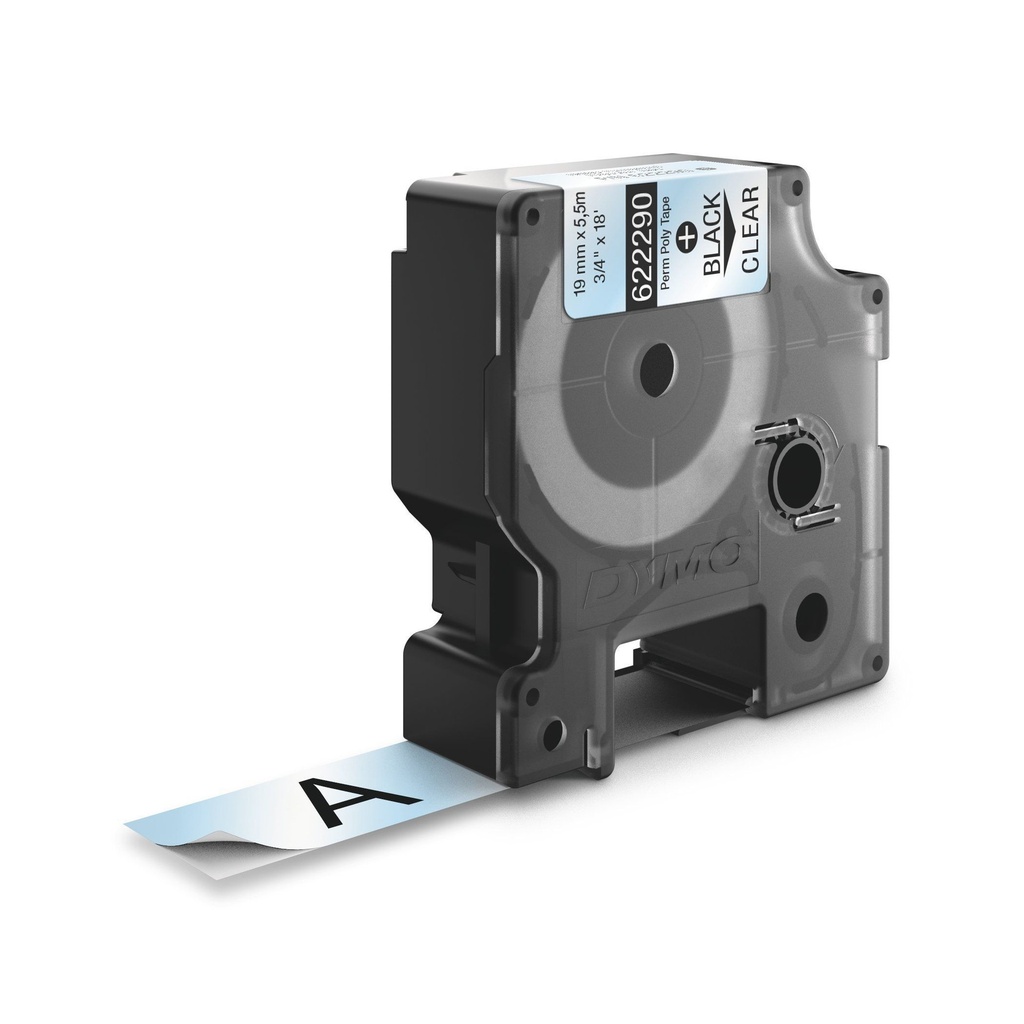 Labeltape Dymo Rhino industrieel polyester 19mm zwart op transparant — afbeelding 2