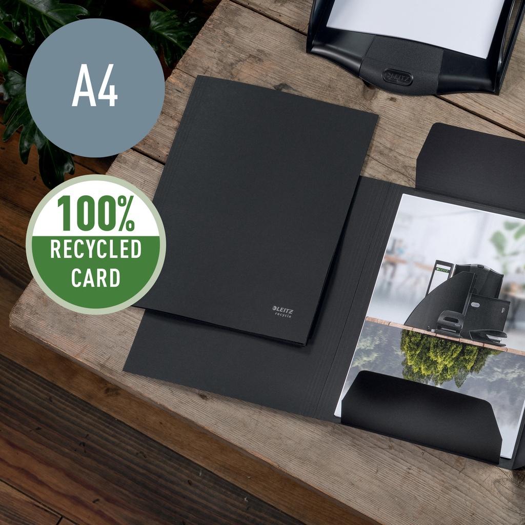 Dossiermap Leitz Recycle A4 3-kleps karton zwart — afbeelding 5