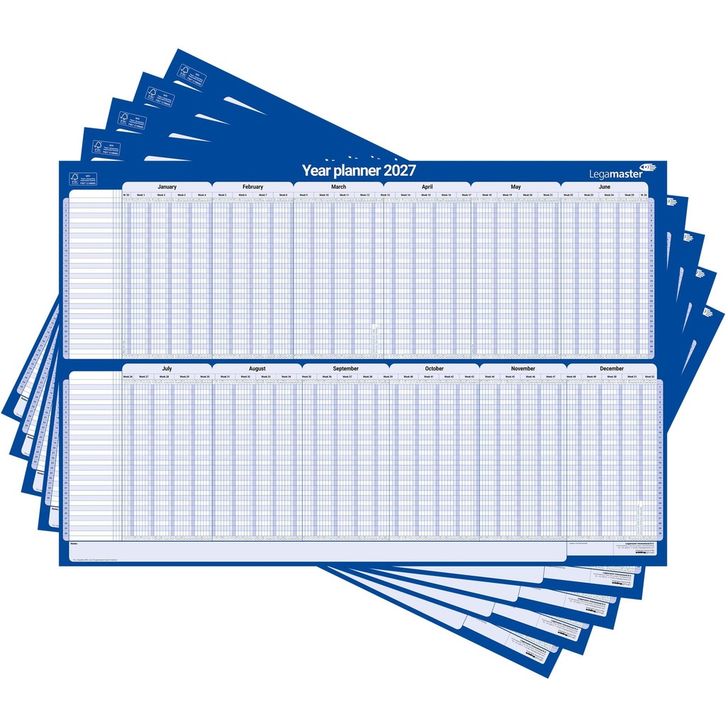 Projectplanner 2027 Legamaster 90x60cm horizontaal gelamineerd Engelstalig — afbeelding 2