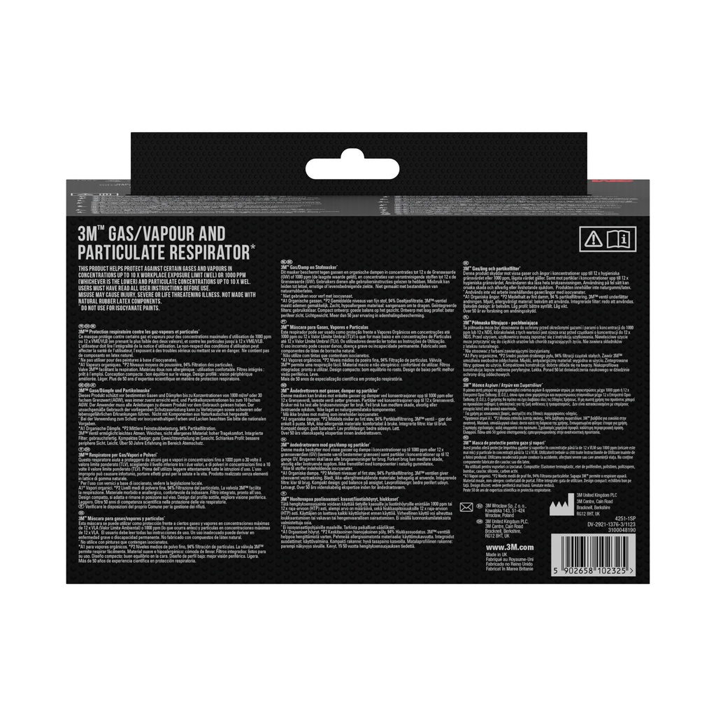 Mondmasker 3M met geïntegreerde filters 4251+, A1P2 organische dampen — afbeelding 2