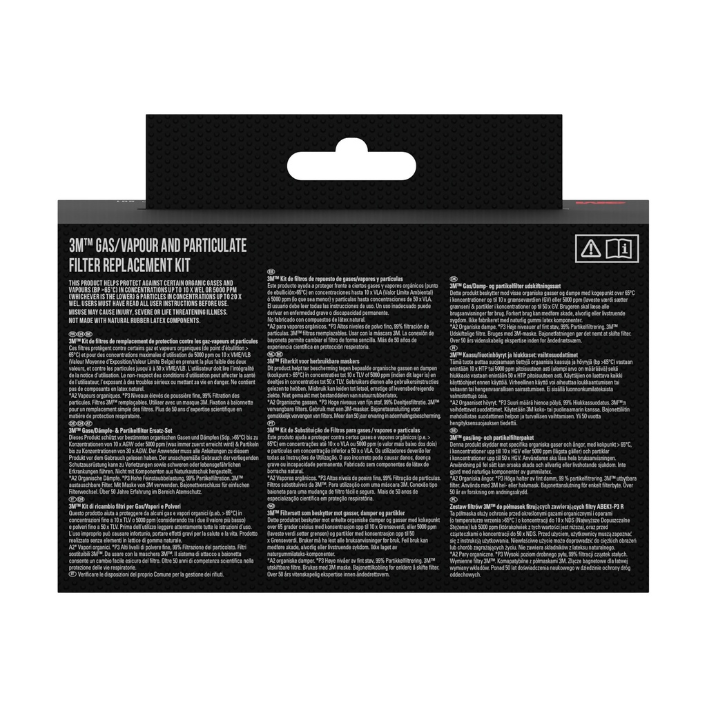 Mondmasker 3M met vervangbare filters 6002KIT-1, A2P2 organische dampen — afbeelding 2