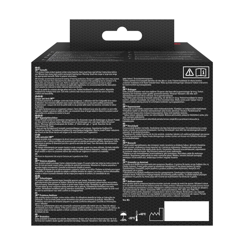 Oorkap 3M met opvouwbare hoofdband 90563E 30 dB zwart — afbeelding 2