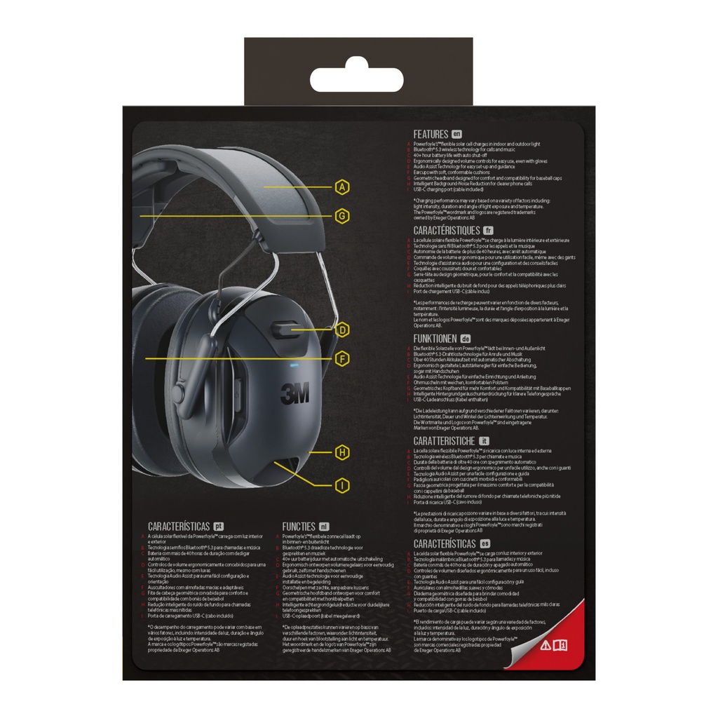 Oorkap 3M WorkTunes Connect en Solar Bluetooth 33dB zwart — afbeelding 2