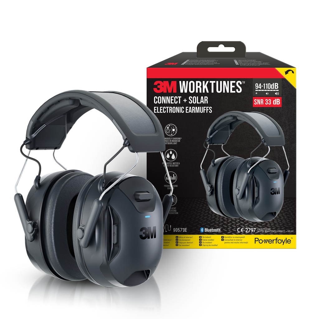 Oorkap 3M WorkTunes Connect en Solar Bluetooth 33dB zwart — afbeelding 3