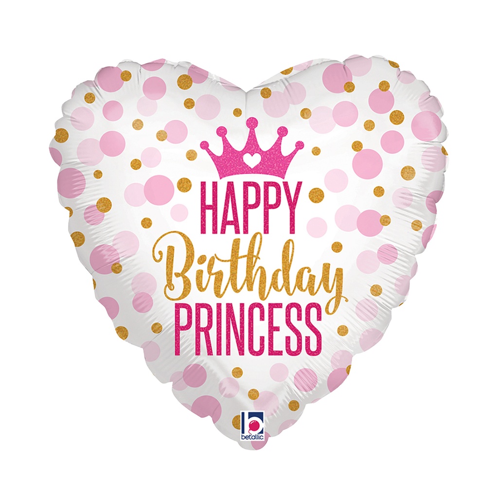 Folieballon Birthday prinses 45cm — afbeelding 2