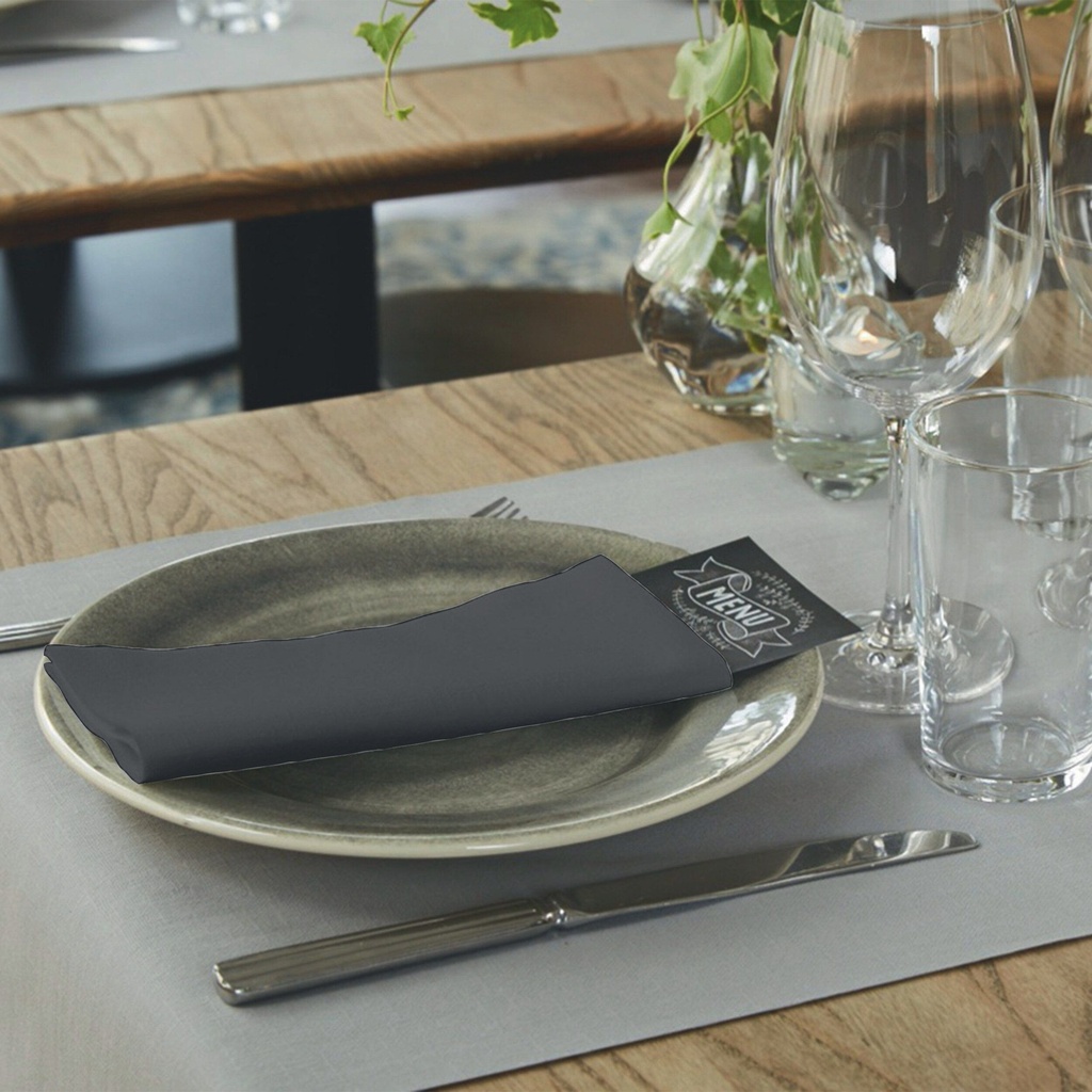 Dinerservet Tork Linstyle Premium 1/8 vouw 1-laags 390x390mm 50 vel zwart 478196 — afbeelding 2