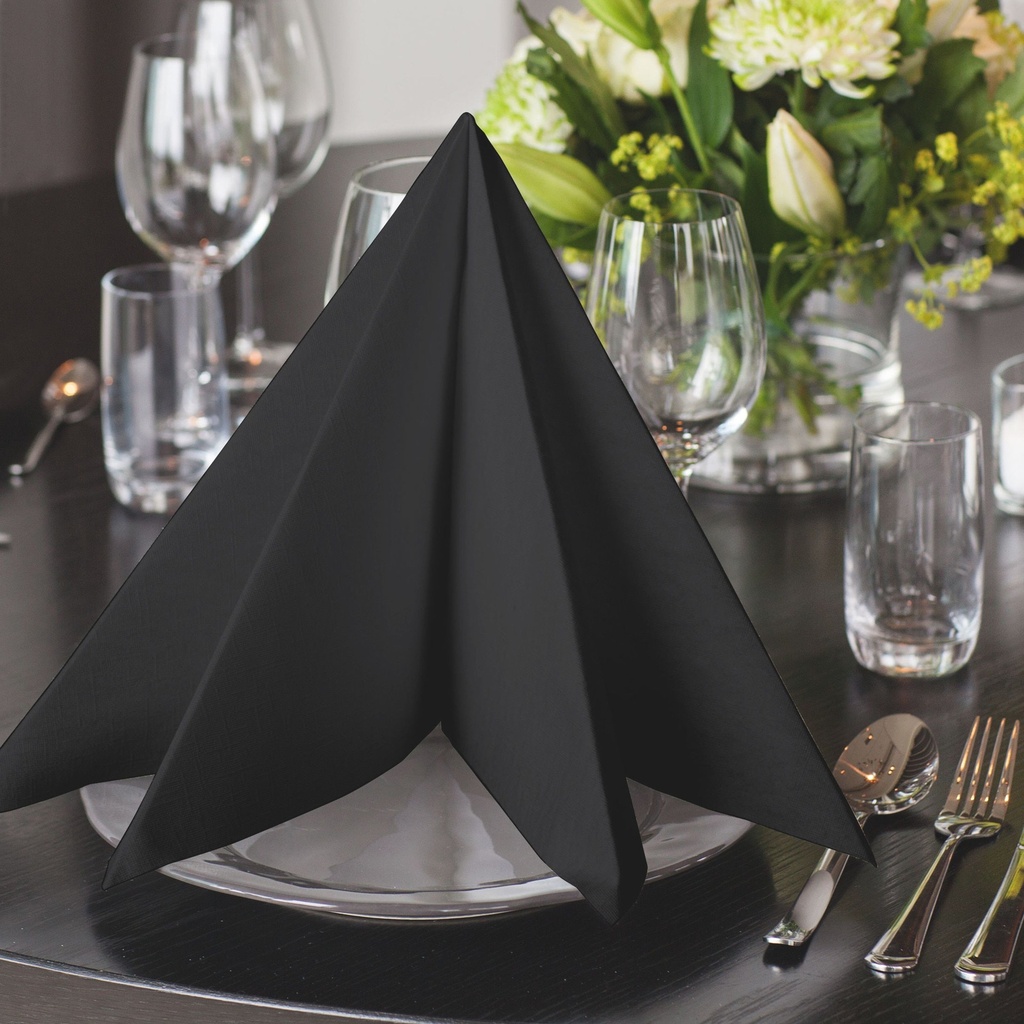 Dinerservet Tork Linstyle Premium 1/4 vouw 1-laags 390x390mm 50 vel zwart 478825 — afbeelding 2