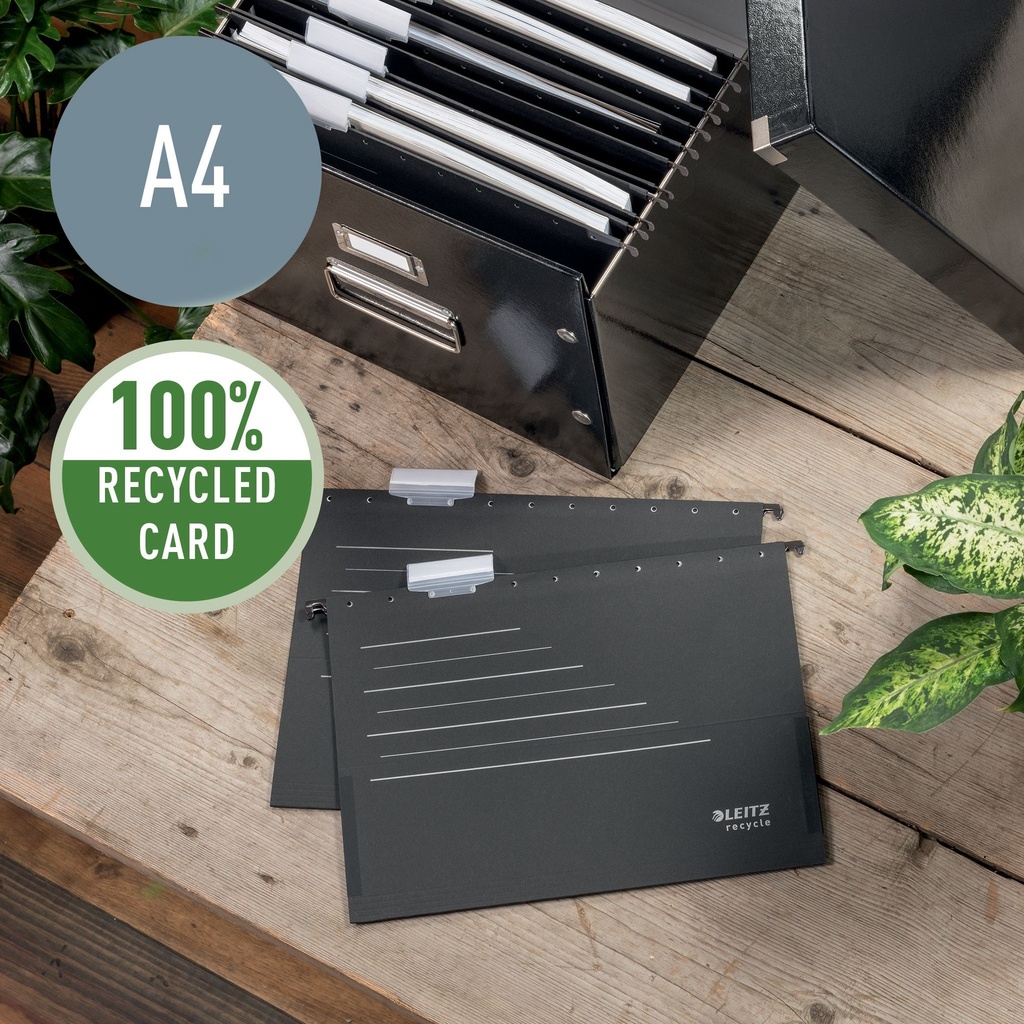Hangmap Leitz Alpha Recycle A4 verticaal V-bodem zwart — afbeelding 4