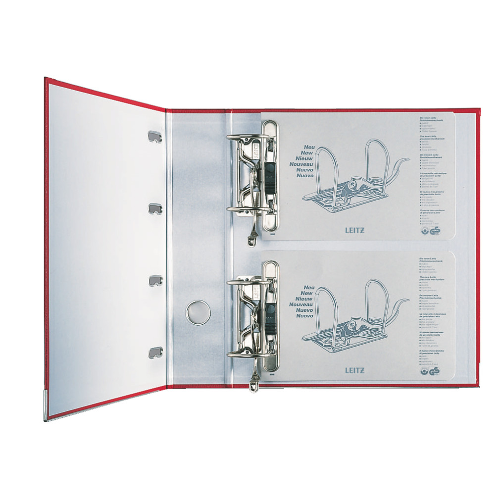 Giro-bank ordner Leitz A4 met dubbele mechaniek 80mm PP rood — afbeelding 3