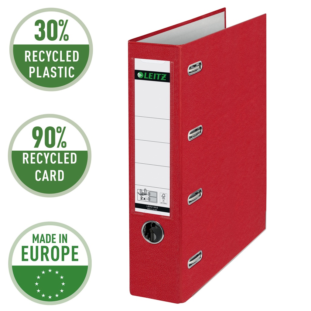 Giro-bank ordner Leitz A4 met dubbele mechaniek 80mm PP rood — afbeelding 4