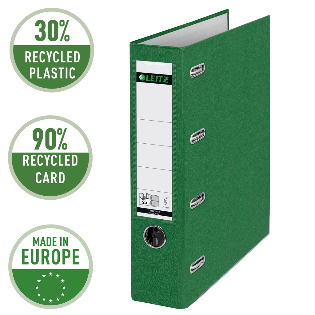 Giro-/bank ordner Leitz A4 met dubbele mechaniek 80mm PP groen — afbeelding 4