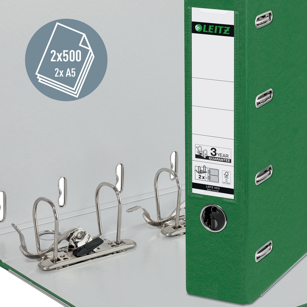 Giro-/bank ordner Leitz A4 met dubbele mechaniek 80mm PP groen — afbeelding 5