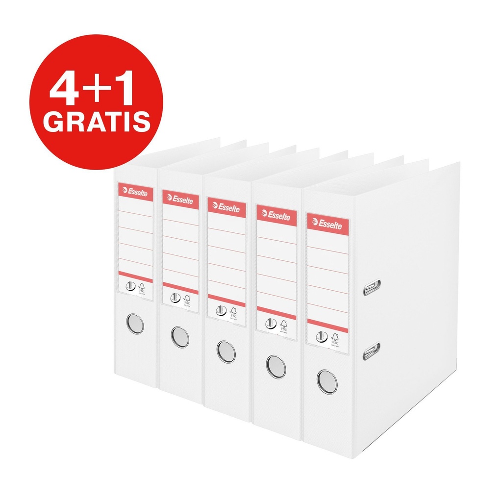 Ordner Esselte No.1 72mm PP 30% gerecycled folie Multipack wit 5 stuks — afbeelding 2