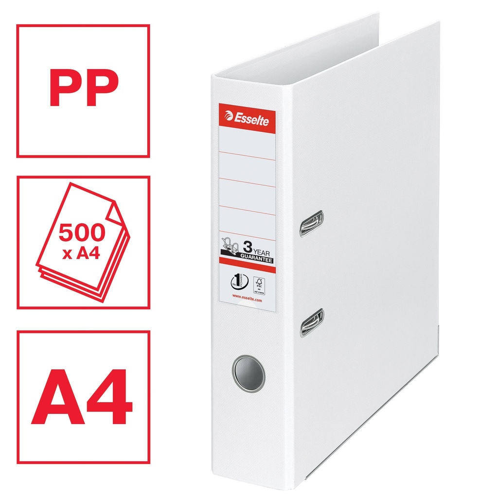 Ordner Esselte No.1 72mm PP 30% gerecycled folie Multipack wit 5 stuks — afbeelding 4