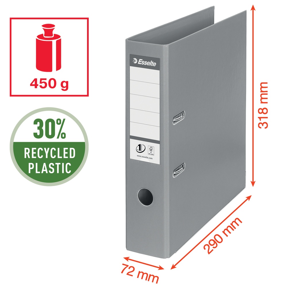 Ordner Esselte No.1 72mm PP 30% gerecycled folie Multipack wit 5 stuks — afbeelding 5