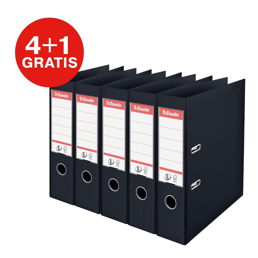 Ordner Esselte No.1 72mm PP 30% gerecycled folie Multipack zwart 5 stuks — afbeelding 2