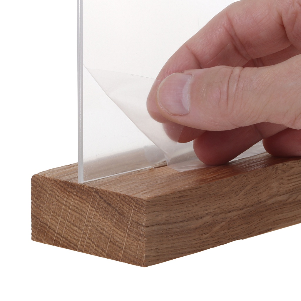 Kaarthouder Europel acryl met houten voet A5 liggend — afbeelding 4