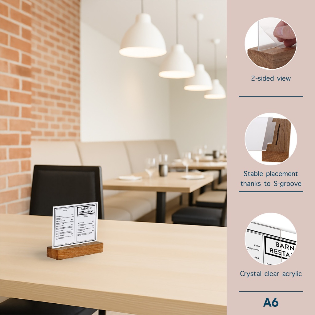 Kaarthouder Europel acryl houten voet A6 liggend 5 stuks — afbeelding 8