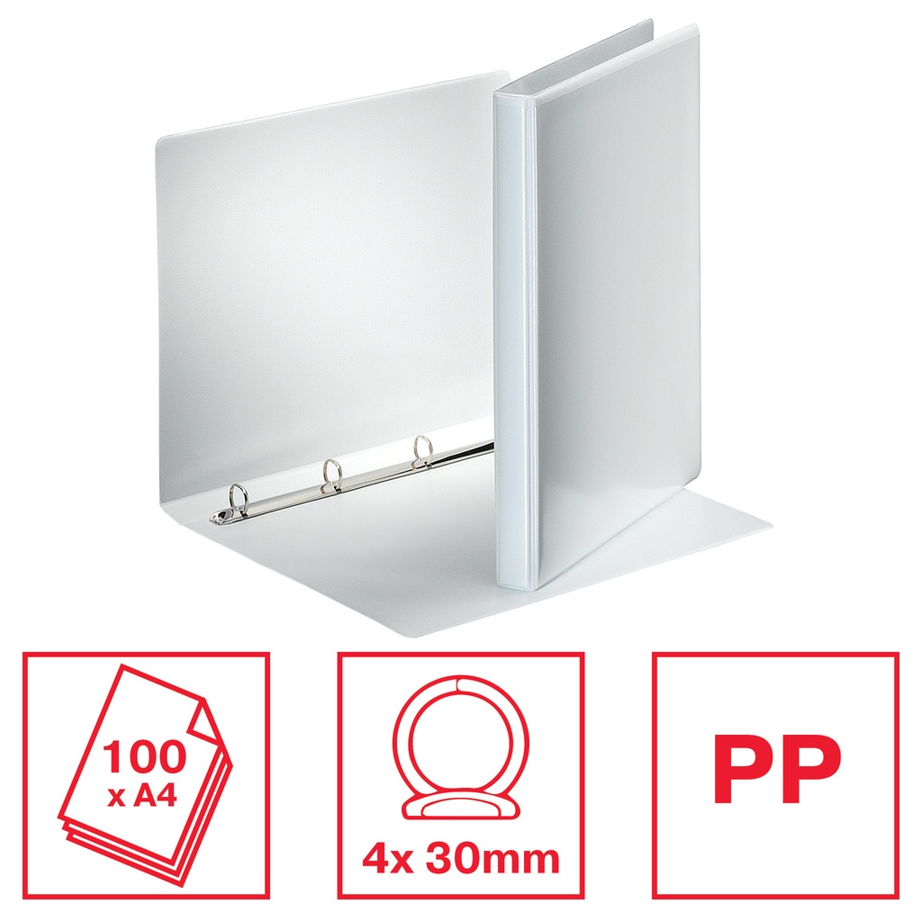 Presentatieringband Esselte Essentials panorama A4 4-rings O-mechaniek 16mm wit — afbeelding 3