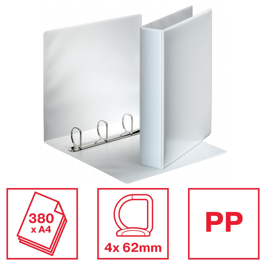 Presentatieringband Esselte Essentials panorama A4 4-rings D-mechaniek 40mm wit — afbeelding 3