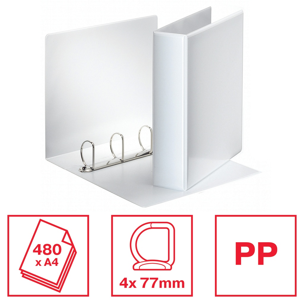 Presentatieringband Esselte Essentials panorama A4 4-rings D-mechaniek 50mm wit — afbeelding 3