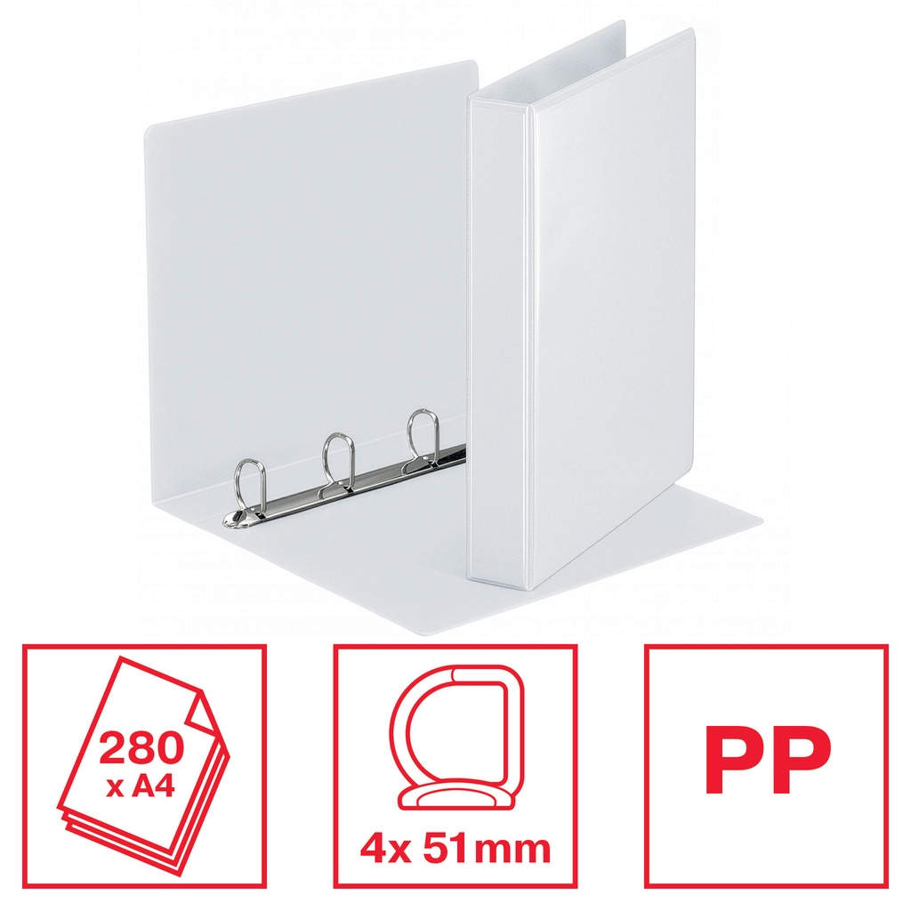 Presentatieringband Esselte Essentials panorama A4 2-rings D-mechaniek 30mm wit — afbeelding 4
