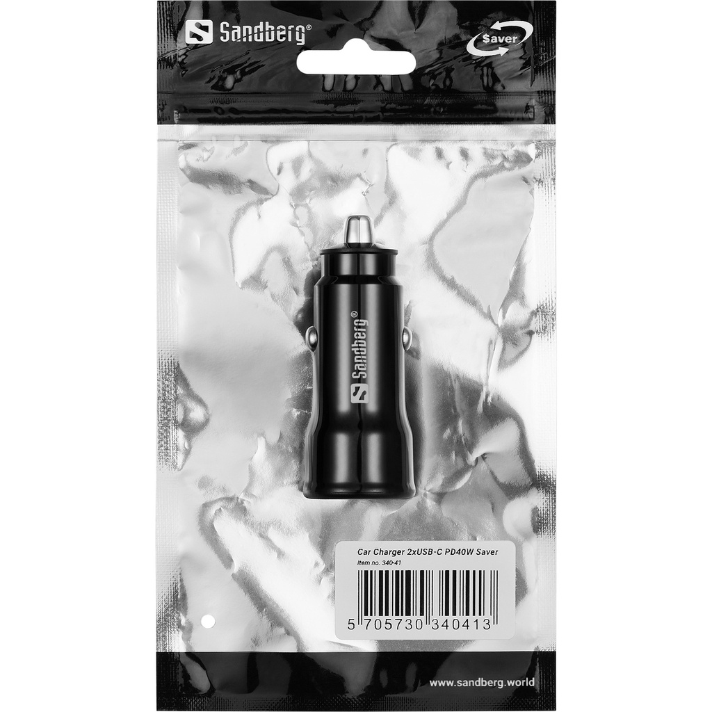 Sandberg Car Charger 2xUSB-C PD40W Saver – productfoto