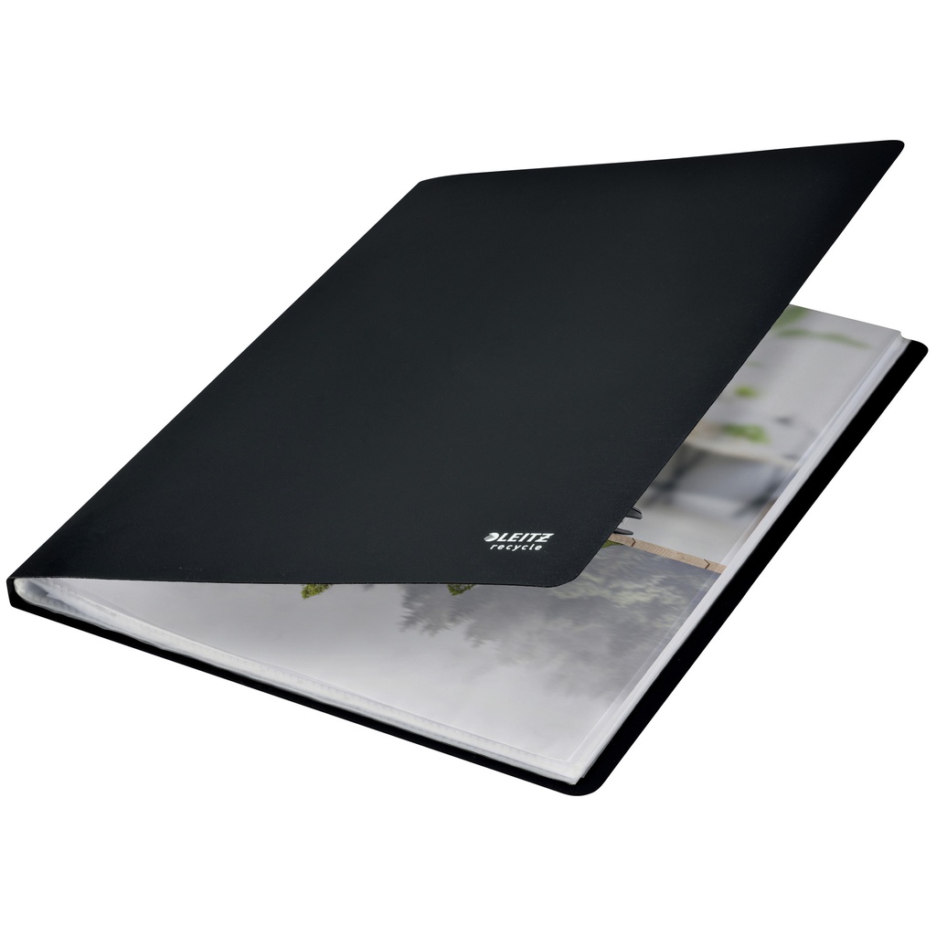 Showmap Leitz Recycle A4 40-tassen gerecycled PP zwart — afbeelding 4