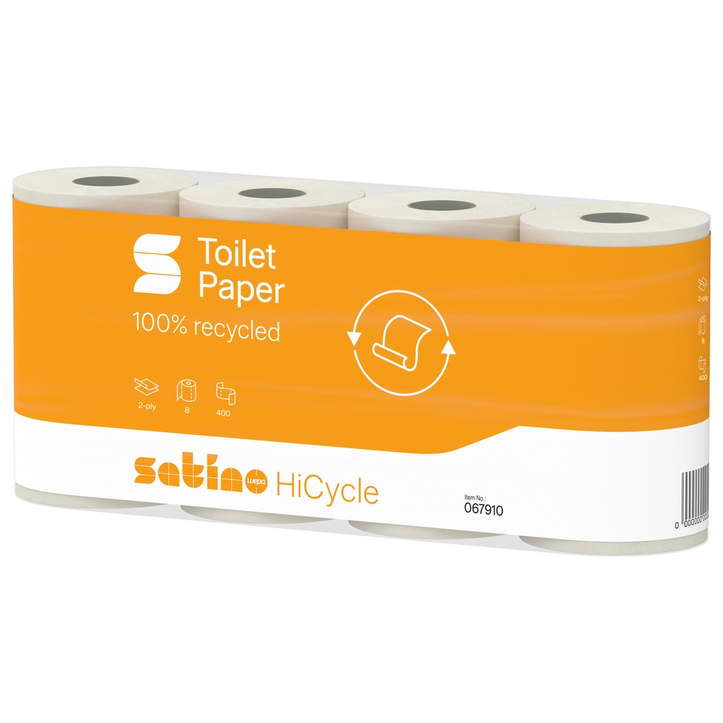 Toiletpapier Satino MT1 HiCycle 2-laags 8x400 vel wit 067910 — afbeelding 3