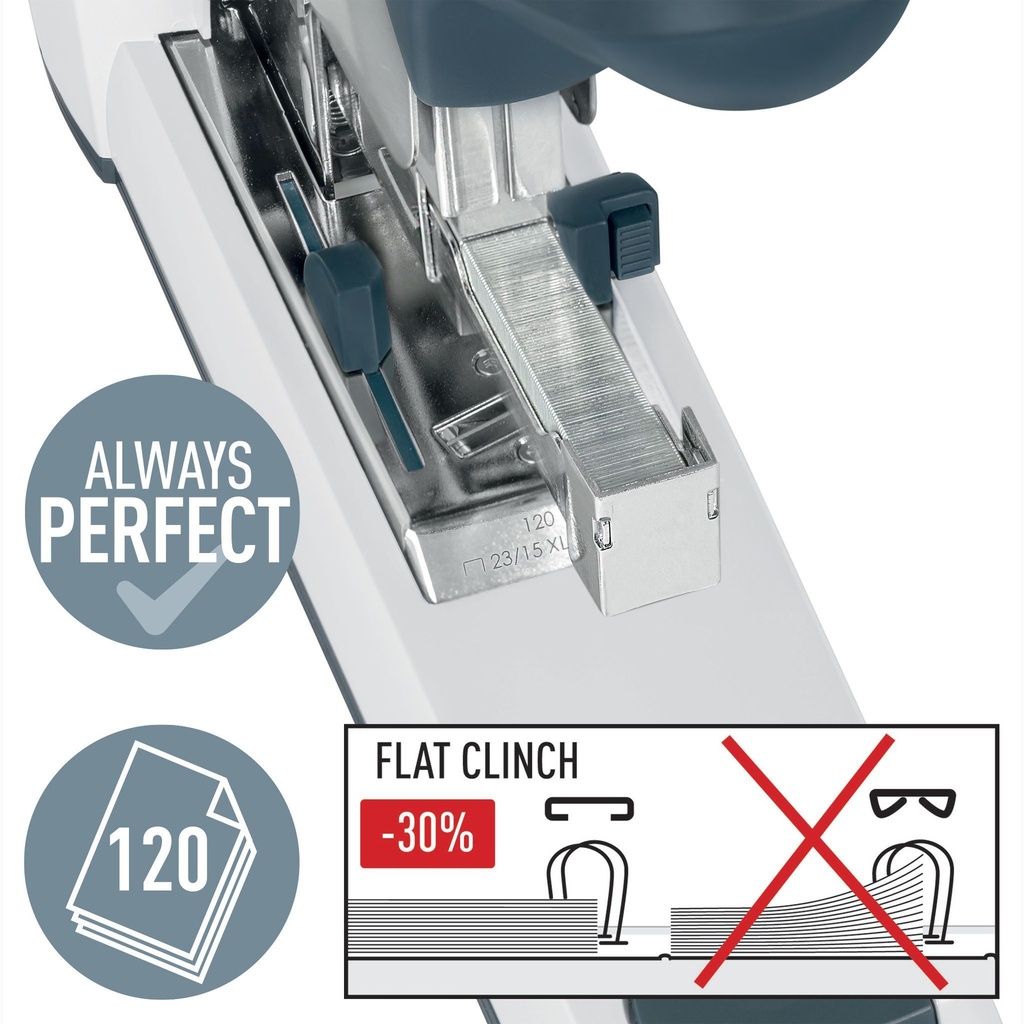 Nietmachine Leitz Heavy Duty Flat Clinch 120 vel zilver — afbeelding 4
