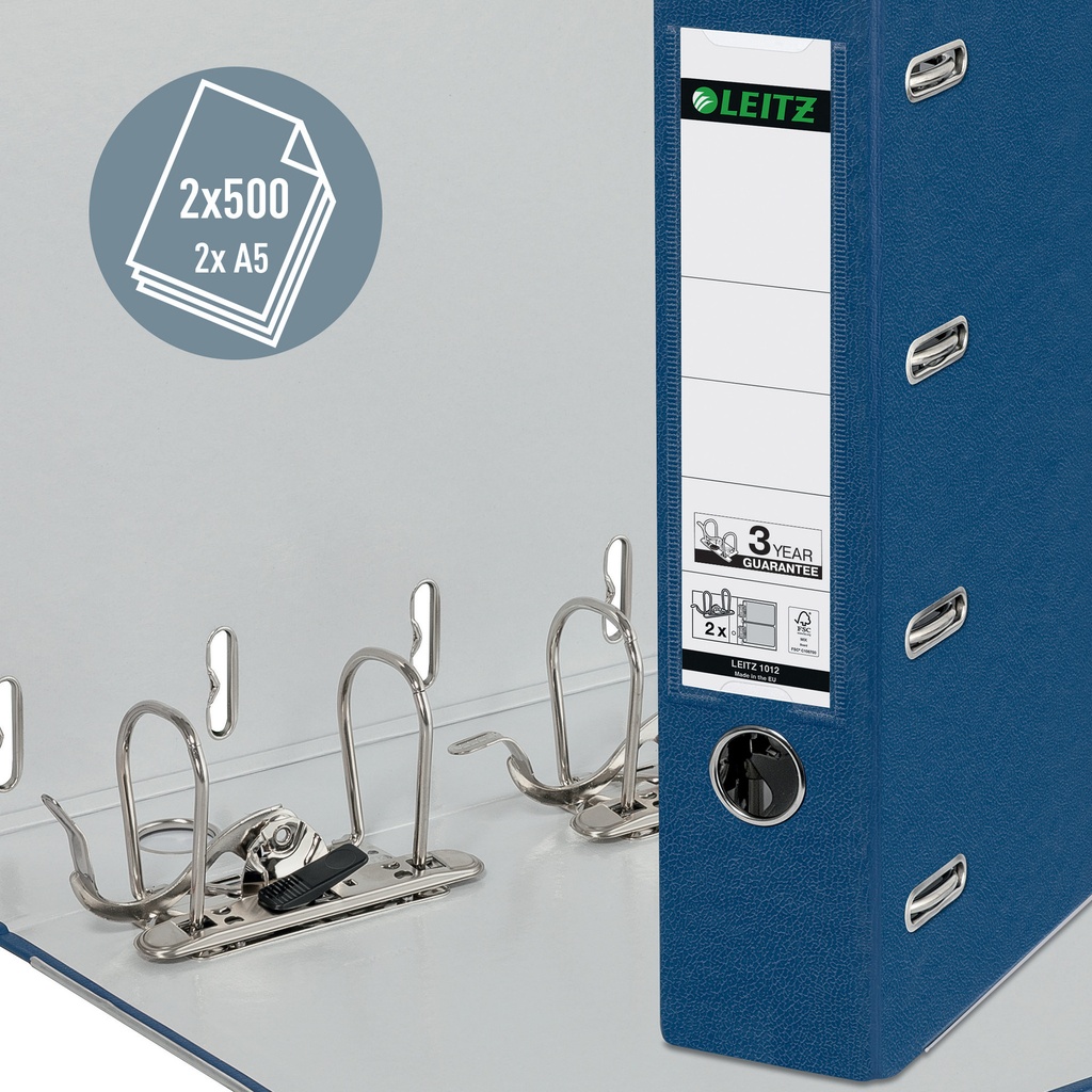 Giro-bank ordner Leitz A4 met dubbele mechaniek 80mm PP blauw — afbeelding 5