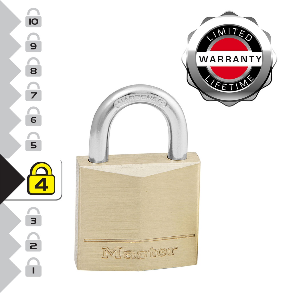 Hangslot MasterLock 2 gelijksluitend messing 30mm 2 stuks — afbeelding 2