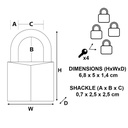 Hangslot MasterLock 4 gelijksluitend messing 50mm 4 stuks — afbeelding 3