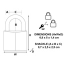 Hangslot MasterLock 2 gelijksluitend messing 50mm 2 stuks — afbeelding 3