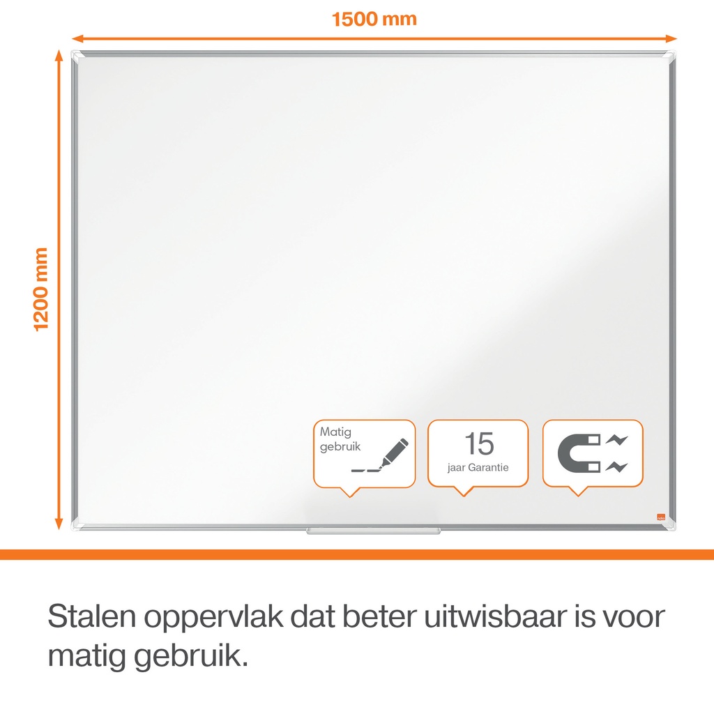 Whiteboard Nobo Premium Plus 120x150cm staal — afbeelding 2