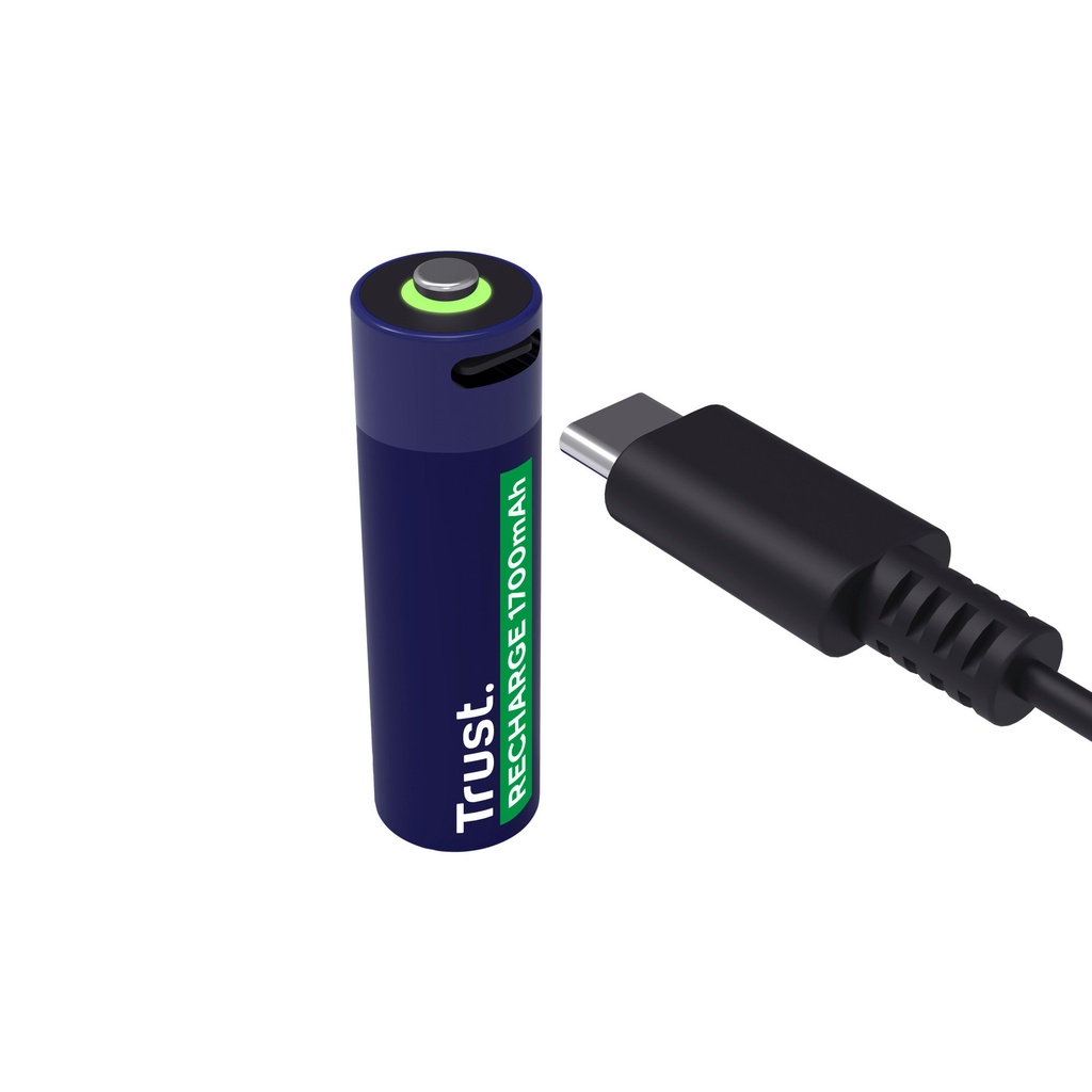 Batterij Trust USB-C oplaadbaar AA 2 stuks — afbeelding 2
