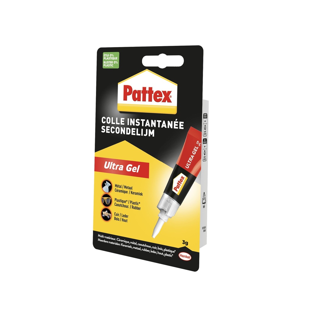 Secondelijm Pattex Ultra GEL tube 3 gram op blister — afbeelding 2