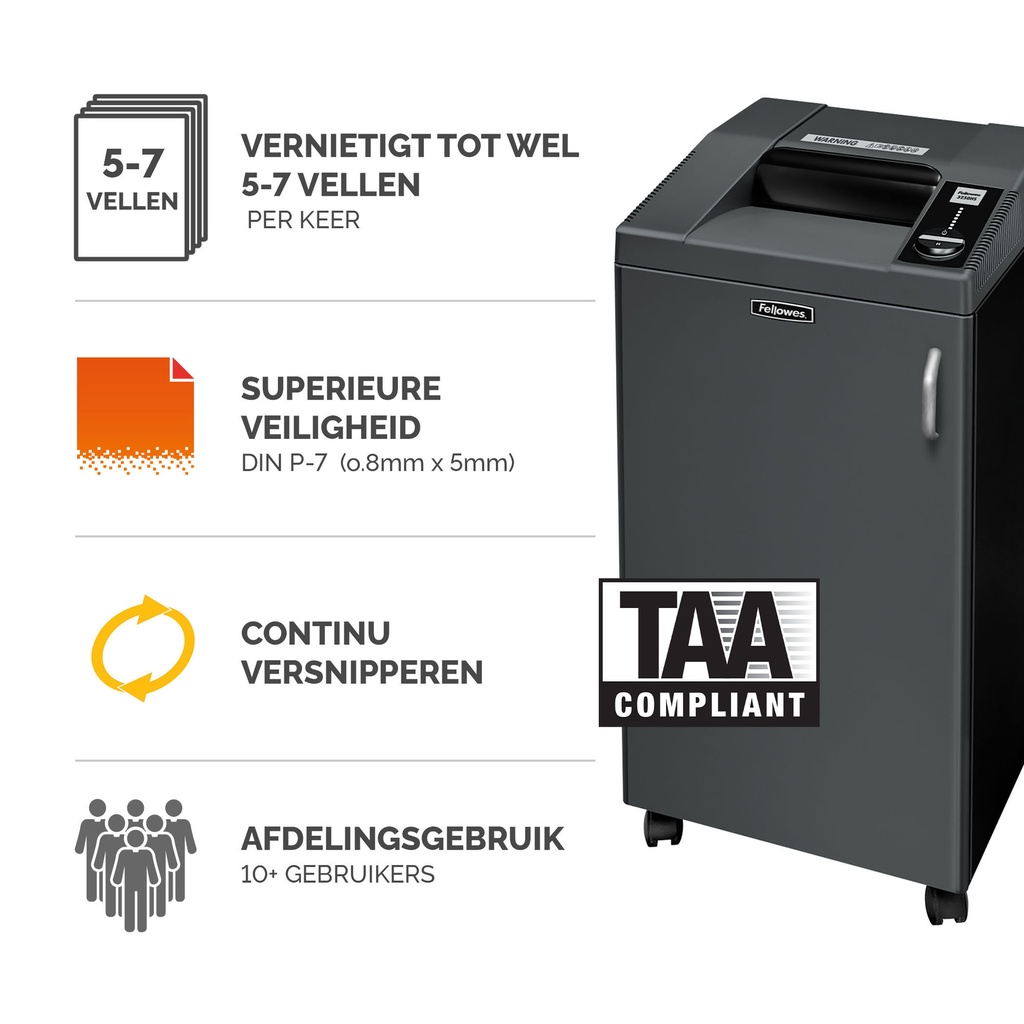 Papiervernietiger Fellowes Fortishred 3250HS snippers 0,8x5mm — afbeelding 2