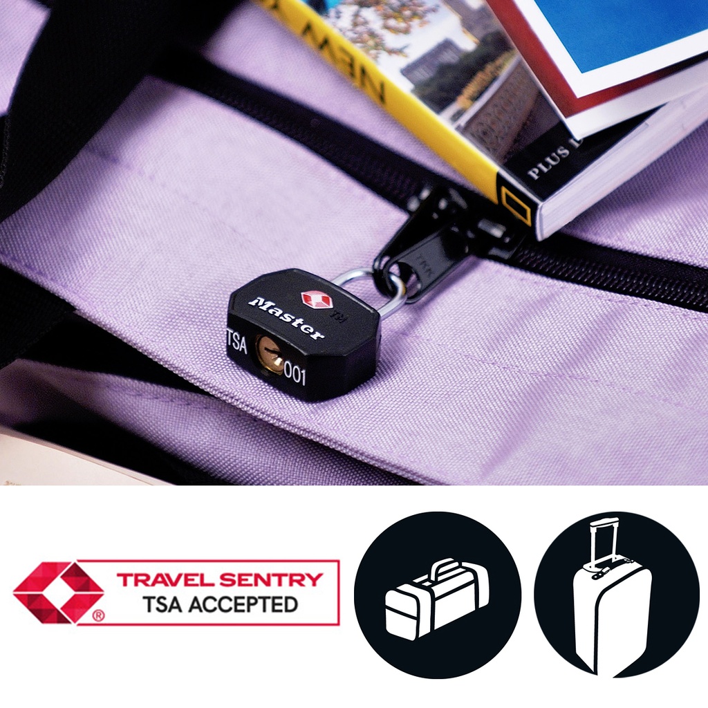 Hangslot Masterlock 2 gelijksluitend aluminium TSA zwart 30mm 2 stuks — afbeelding 2