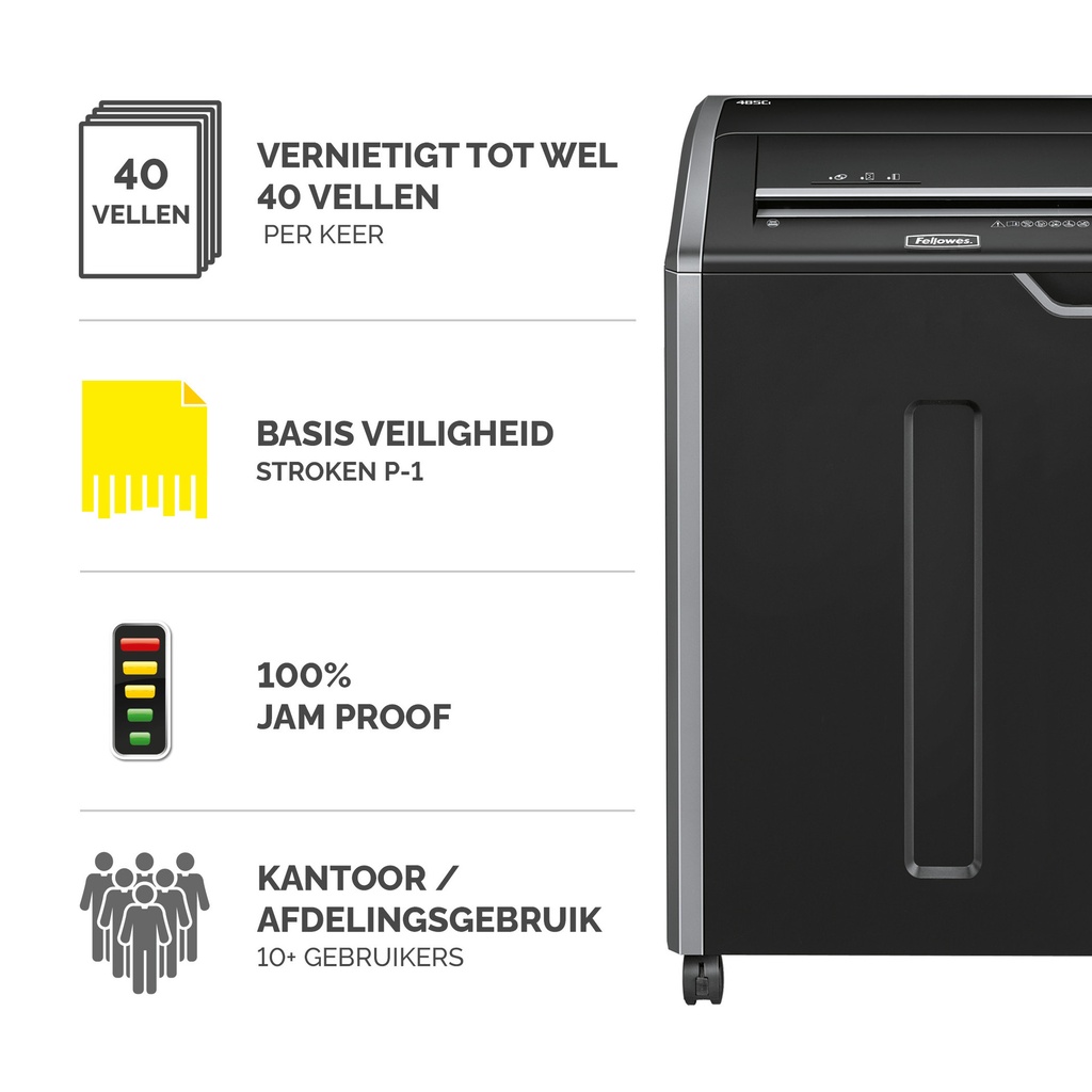 Papiervernietiger Fellowes Powershred 485I stroken 5,8mm — afbeelding 2