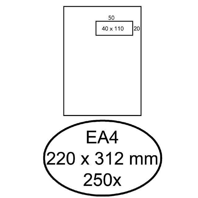 [EA4AHE120G88S] Envelop Hermes akte EA4 220x312 vr zk 250st wit