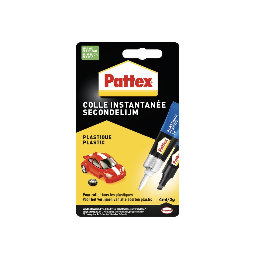 [2898205] Secondenlijm Pattex all plastic tube 2gr blister