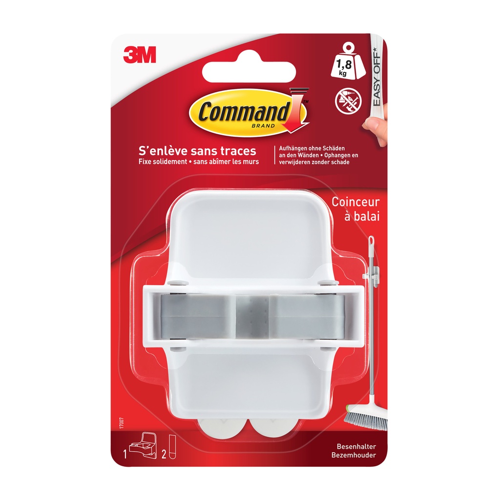 [7100117901] Bezemhouder Command incl bevestigingsstrip wit