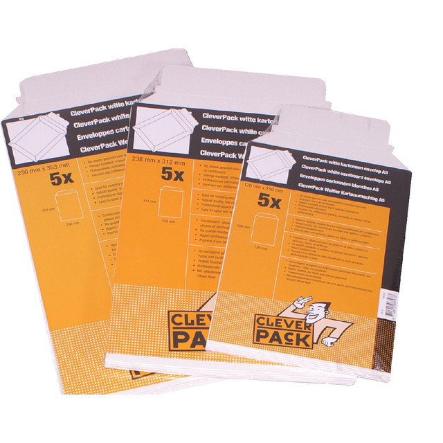 [530400] Envelop CleverPack karton A5 176x250 5st wit