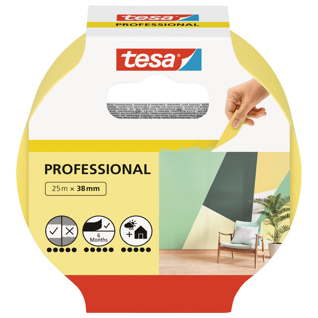 Afplaktape tesa Prof 25mx38mm geel