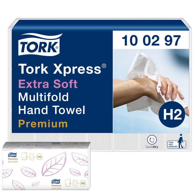 [100297] Handdoek Tork H2 Premium 2laags 212x340mm 100297