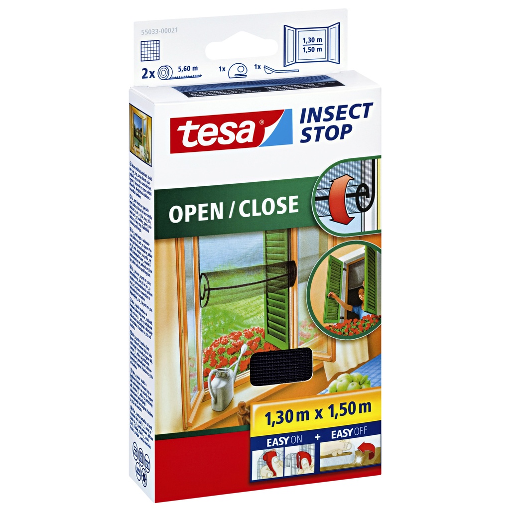 [55033-00021-00] Insectenhor tesa OPEN CLOSE raam 1.3x1.5m zw