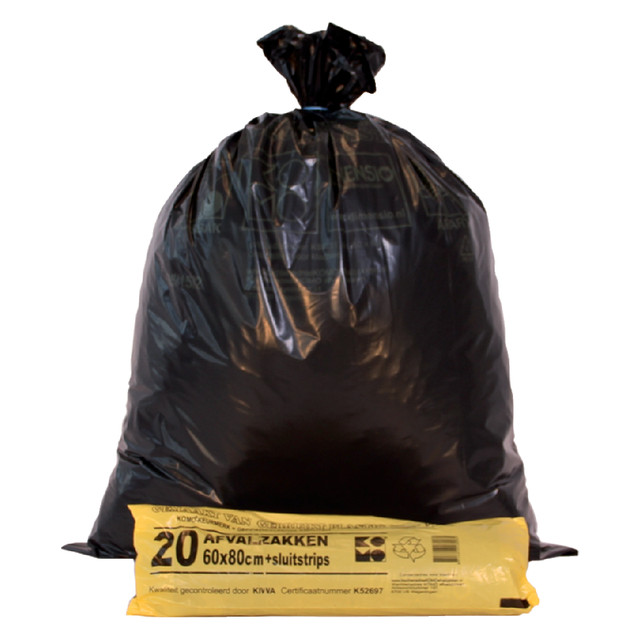 [V790105] Vuilniszak Komo 60l rol à 20st zwart
