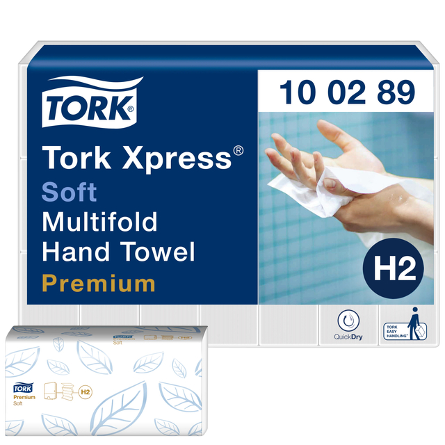 [100289] Handdoek Tork H2 Premium 2laags 212x255mm wit